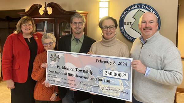 Pennycuick and Bradford Present Ceremonial Check for Perkiomen Township’s Greenways, Trails, and Recreation Grant