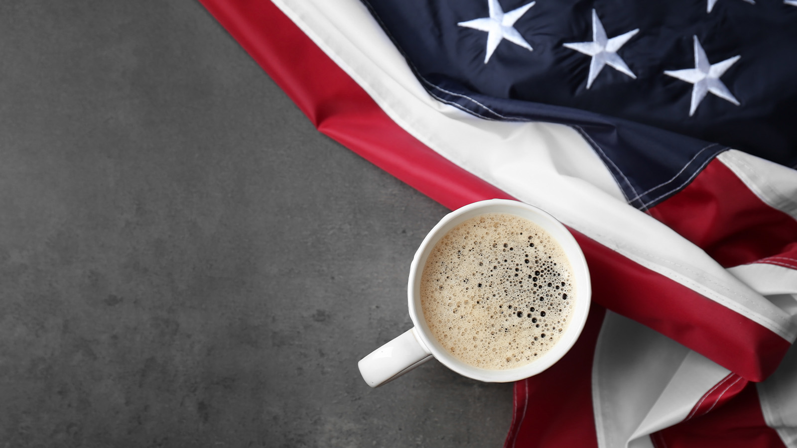 cup of coffee and American flag
