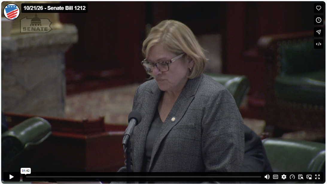 Sen. Pennycuick remarks: video